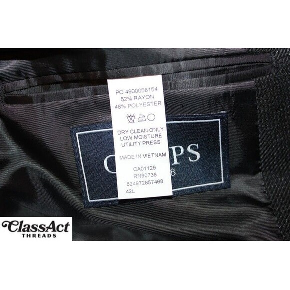 Chaps Sport Coat Men's Gray Checked Two Button Blazer Suit Jacket 42L - Picture 6 of 7